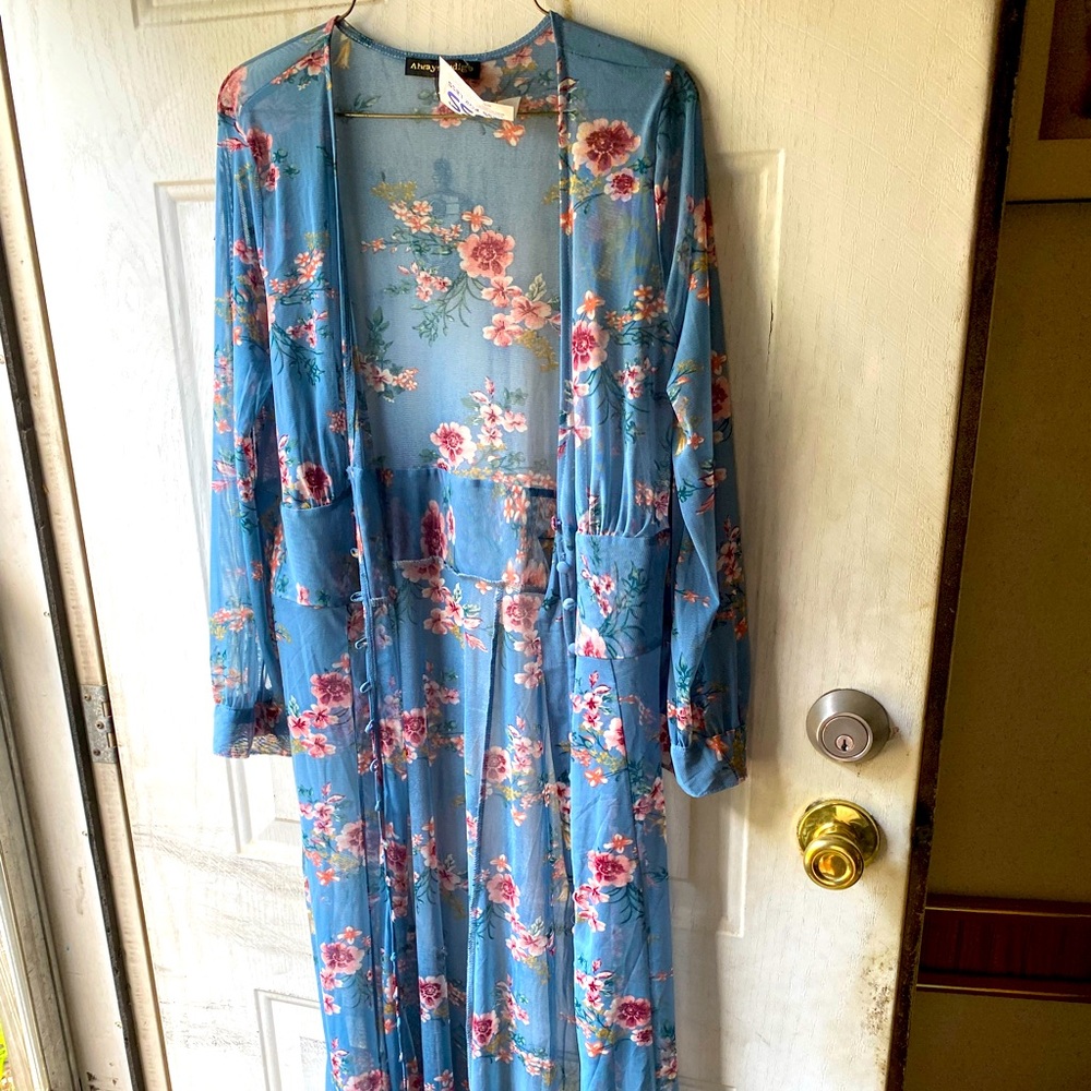 Long sheer always indigo cover up